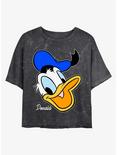 Disney Donald Duck Donald Big Face Mineral Wash Crop Womens T-Shirt, BLACK, hi-res