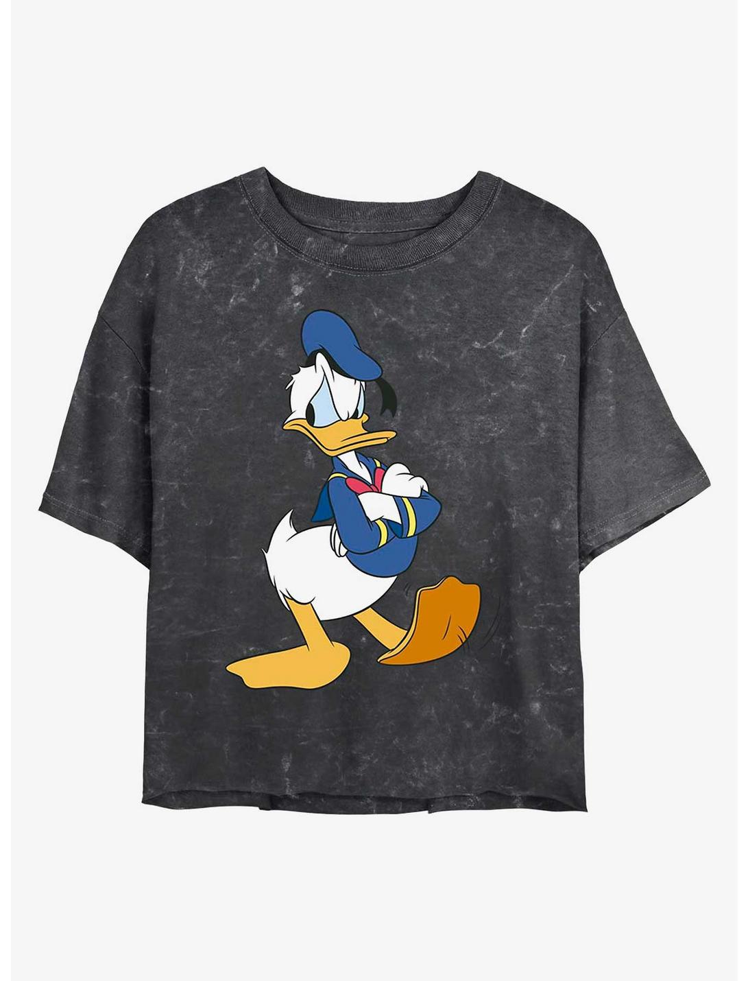 Disney Donald Duck Traditional Donald Mineral Wash Crop Womens T-Shirt, BLACK, hi-res