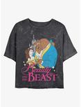 Disney Princesses Beauty and the Beast Classic Mineral Wash Crop Womens T-Shirt, BLACK, hi-res