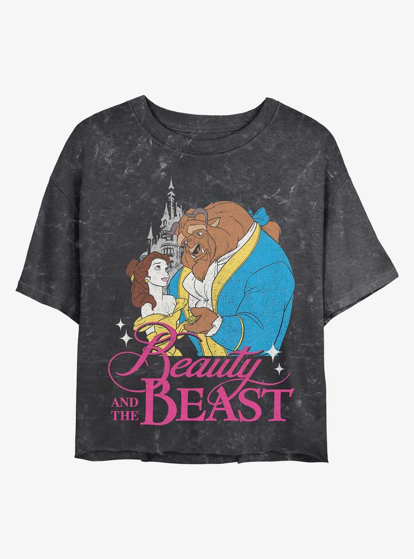 Disney Princesses Beauty and the Beast Classic Mineral Wash Crop Womens T-Shirt, , hi-res