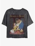 Disney Princesses Beauty Poster Mineral Wash Crop Womens T-Shirt, BLACK, hi-res