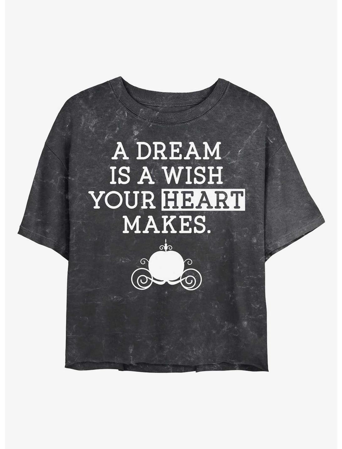 Disney Princesses Dream Wish Mineral Wash Crop Womens T-Shirt, BLACK, hi-res