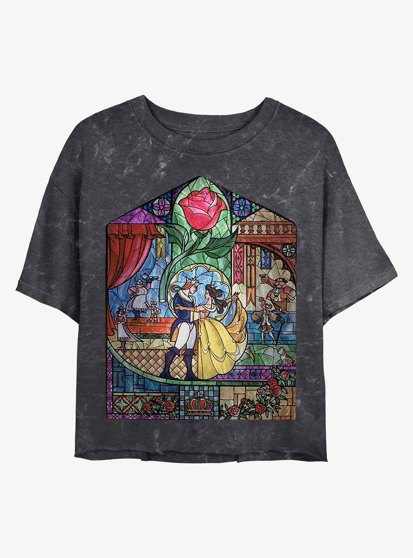 Disney Princesses Glass Beauty Mineral Wash Crop Womens T-Shirt, , hi-res