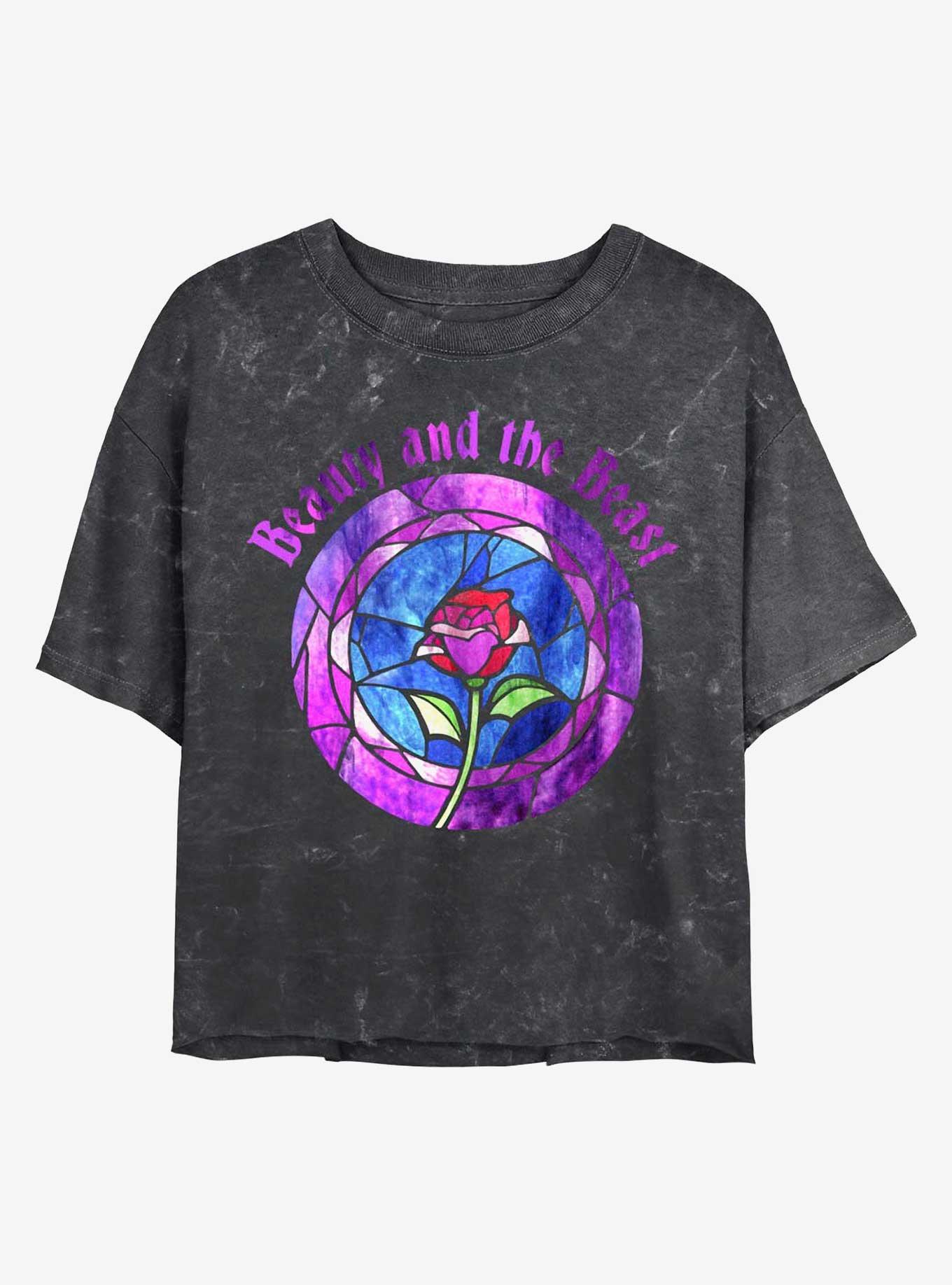 Disney Princesses Glass Rose Mineral Wash Crop Womens T-Shirt, , hi-res