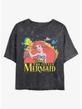 Disney Princesses The Little Mermaid Title Mineral Wash Crop Womens T-Shirt, BLACK, hi-res