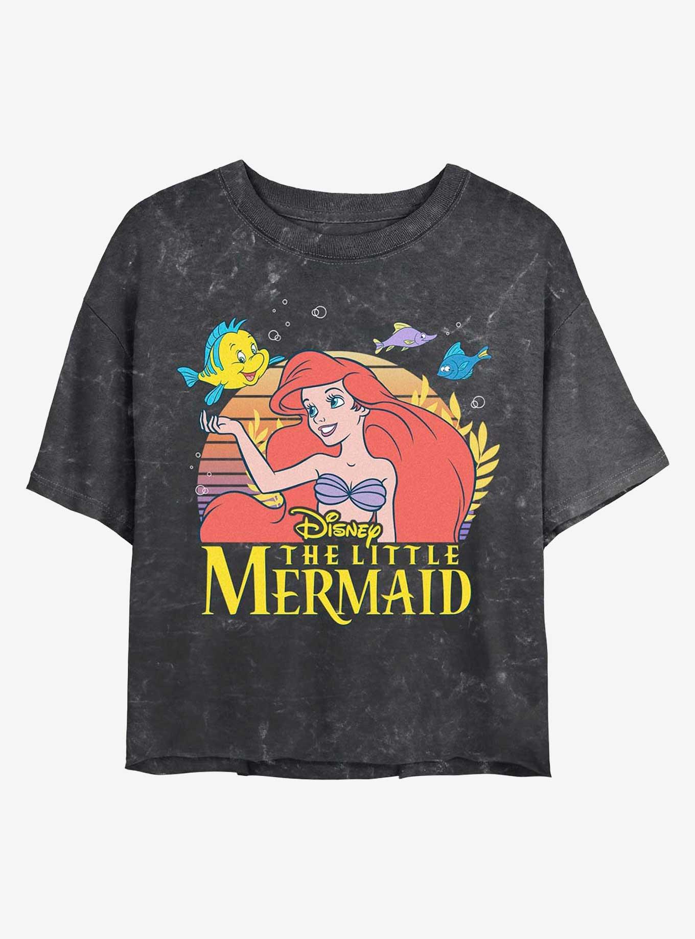 Disney Princesses The Little Mermaid Title Mineral Wash Crop Womens T-Shirt, , hi-res
