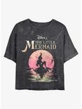 Disney Princesses Mermaid Moon Mineral Wash Crop Womens T-Shirt, BLACK, hi-res