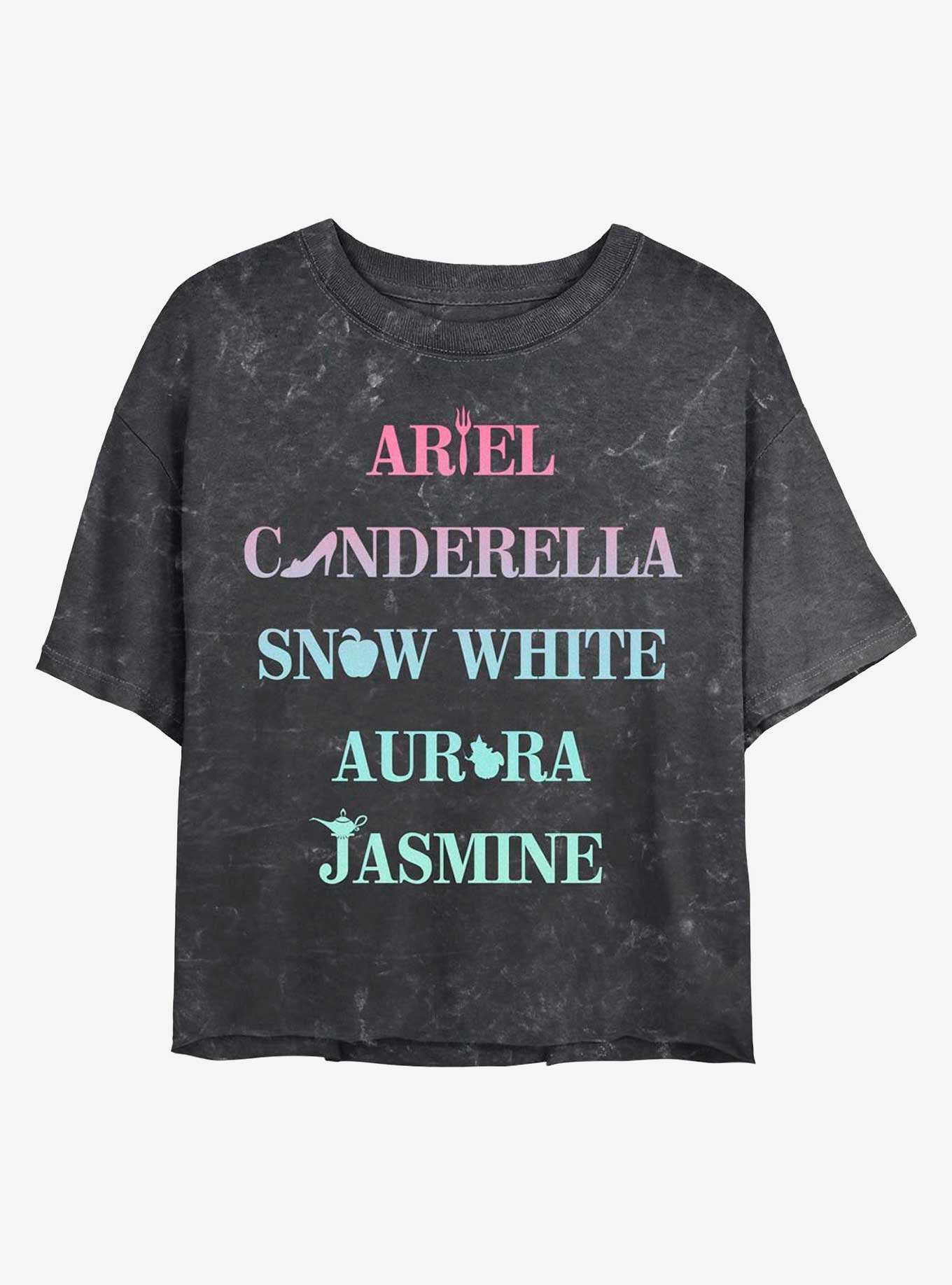 Disney Princesses Princess Icons Mineral Wash Crop Womens T-Shirt, , hi-res