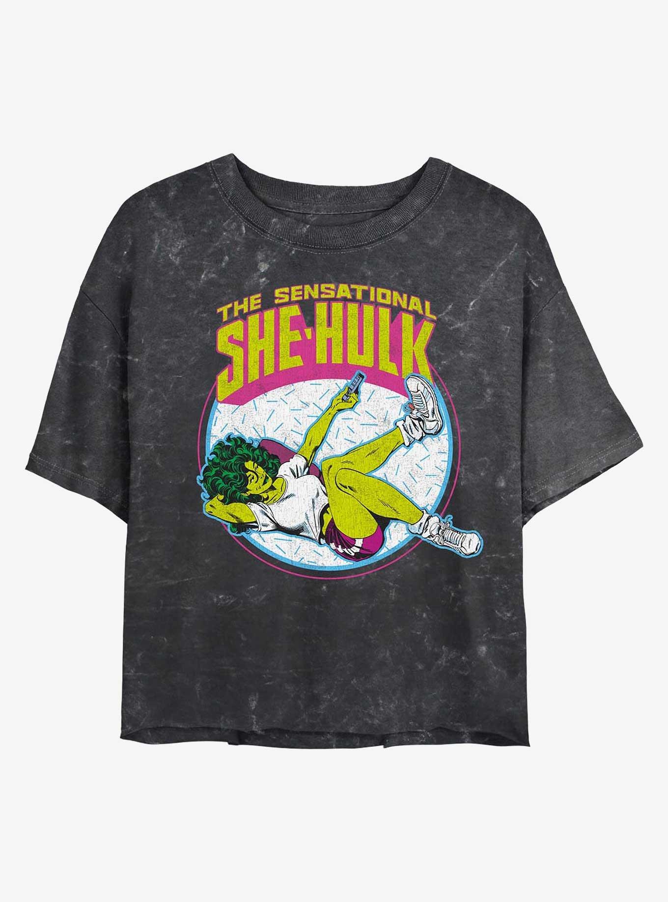 Marvel Hulk Sensational She-Hulk Mineral Wash Crop Womens T-Shirt, , hi-res