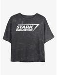 Marvel Iron Man Stark Industries Logo Mineral Wash Crop Womens T-Shirt, BLACK, hi-res