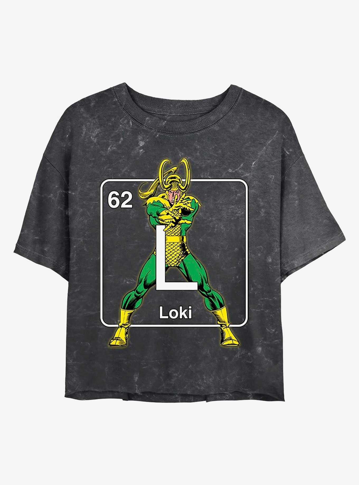 Marvel Loki Periodic Loki Mineral Wash Crop Womens T-Shirt, , hi-res