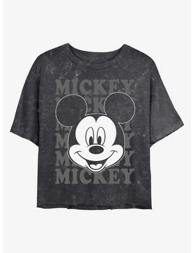Disney Mickey Mouse Big Face Mineral Wash Crop Womens T-Shirt, , hi-res