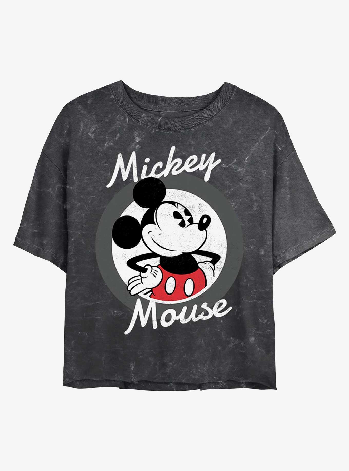 Disney Mickey Mouse Classic Mineral Wash Crop Womens T-Shirt
