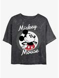 Disney Mickey Mouse Classic Mickey Mineral Wash Crop Womens T-Shirt, BLACK, hi-res