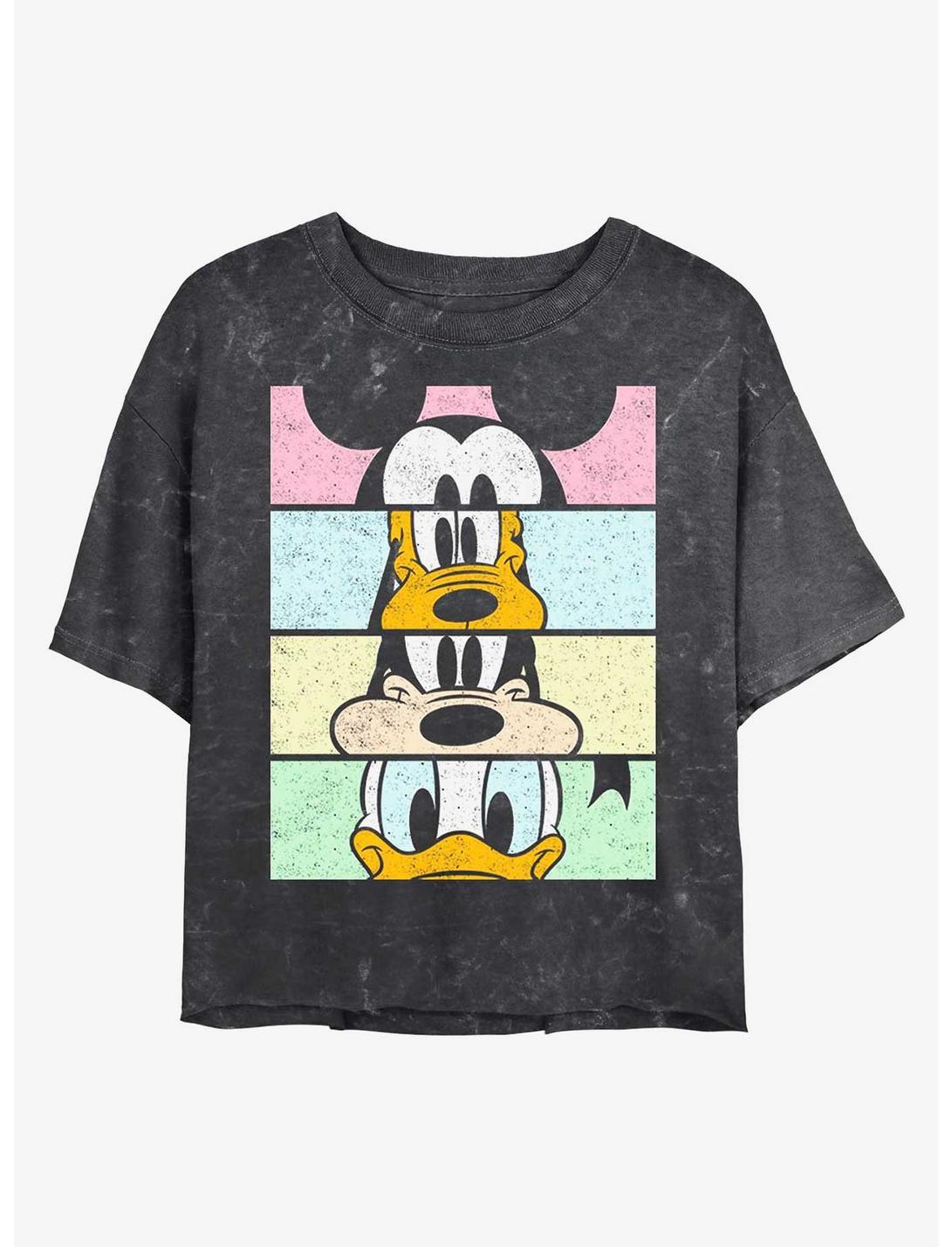 Disney Mickey Mouse Eyes On You Mineral Wash Crop Womens T-Shirt, BLACK, hi-res
