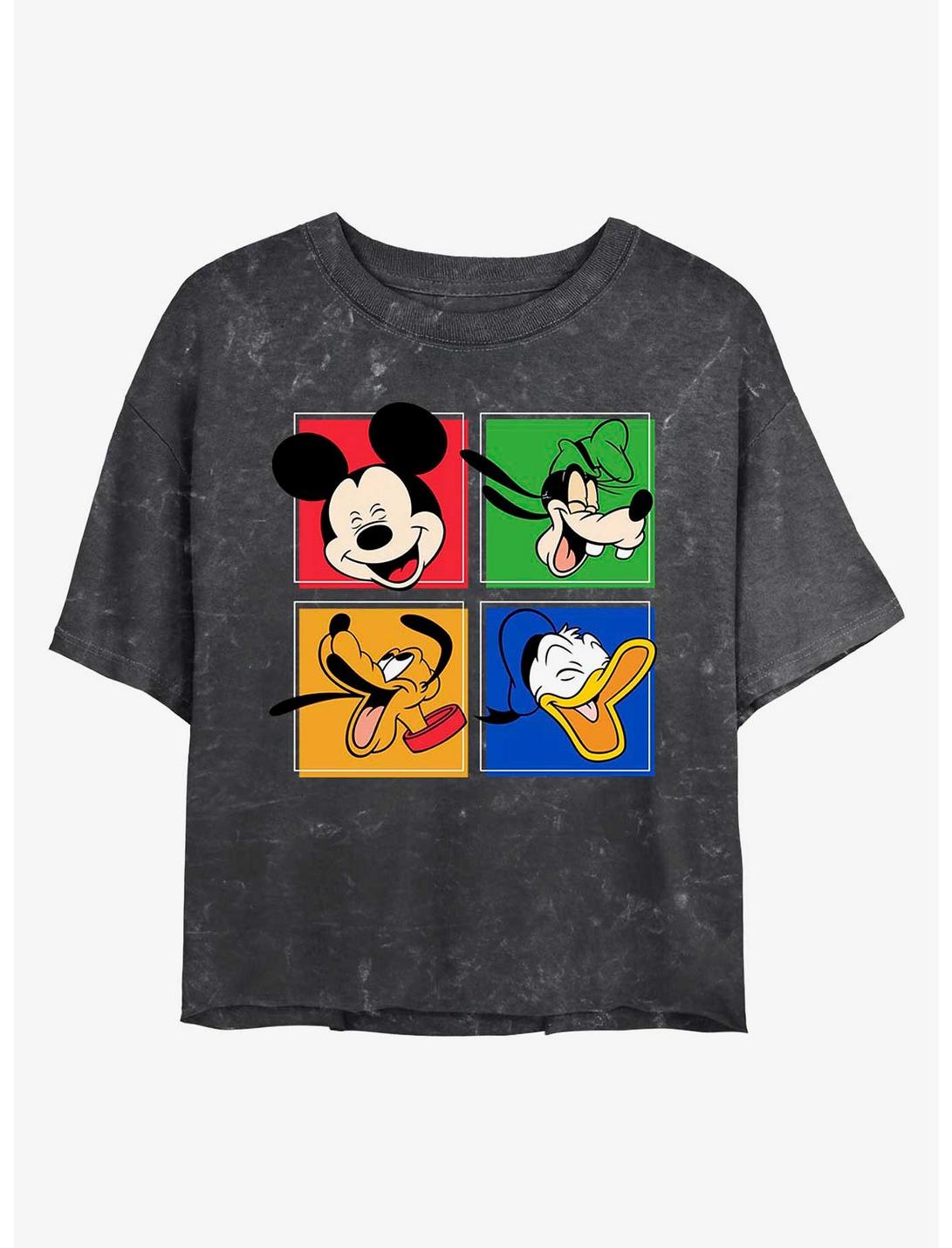 Disney Mickey Mouse Mickey and Friends Mineral Wash Crop Womens T-Shirt, BLACK, hi-res