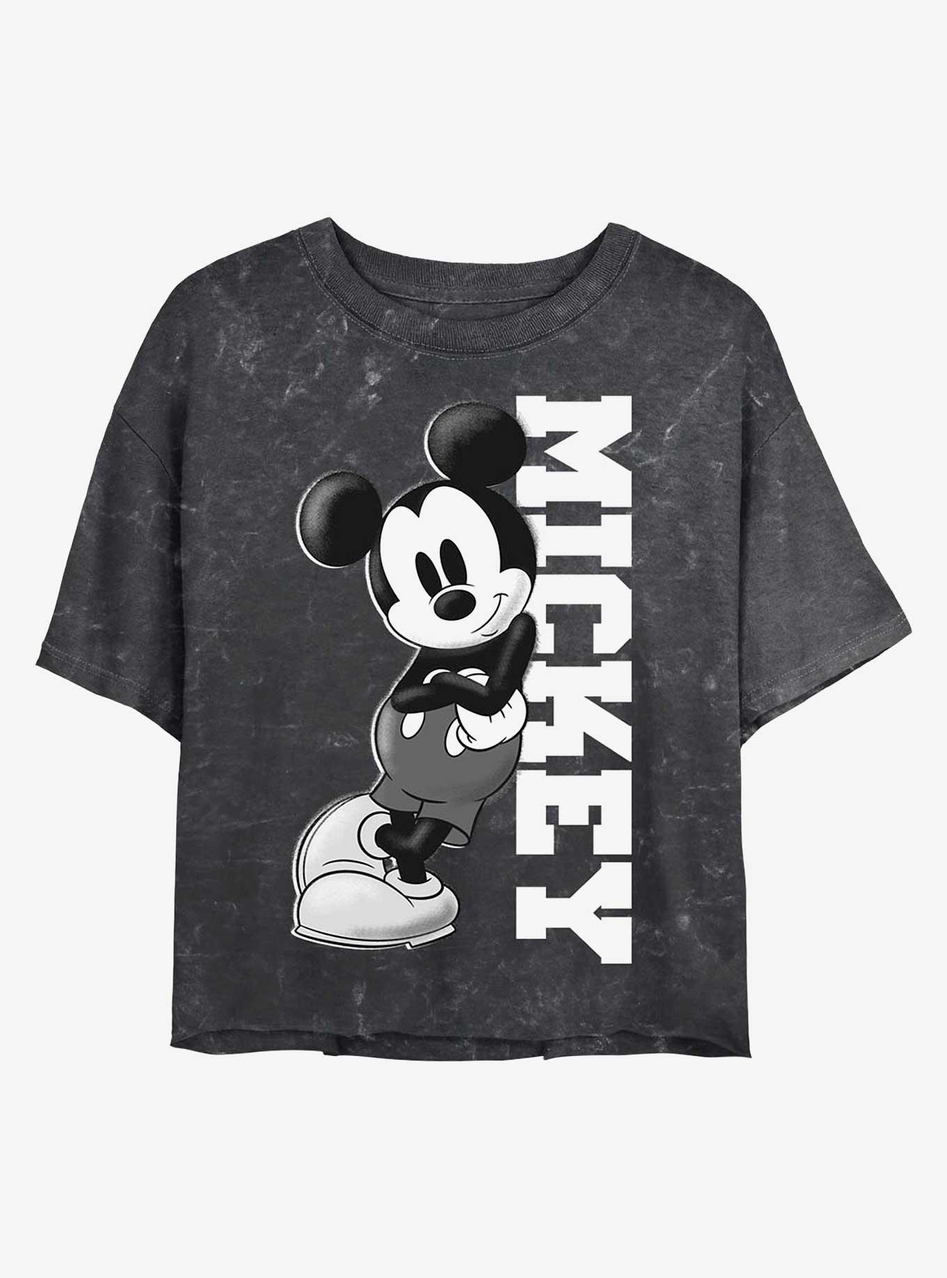 Disney Mickey Mouse Mickey Lean Mineral Wash Crop Womens T-Shirt, , hi-res
