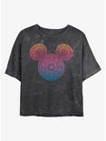 Disney Mickey Mouse Mickey Mandala Fill Mineral Wash Crop Womens T-Shirt, BLACK, hi-res