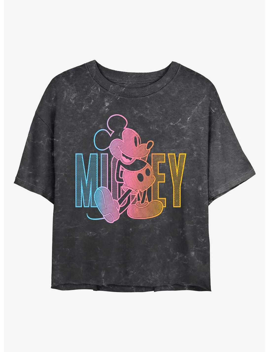 Disney Mickey Mouse Mickey Pose Mineral Wash Crop Womens T-Shirt, BLACK, hi-res