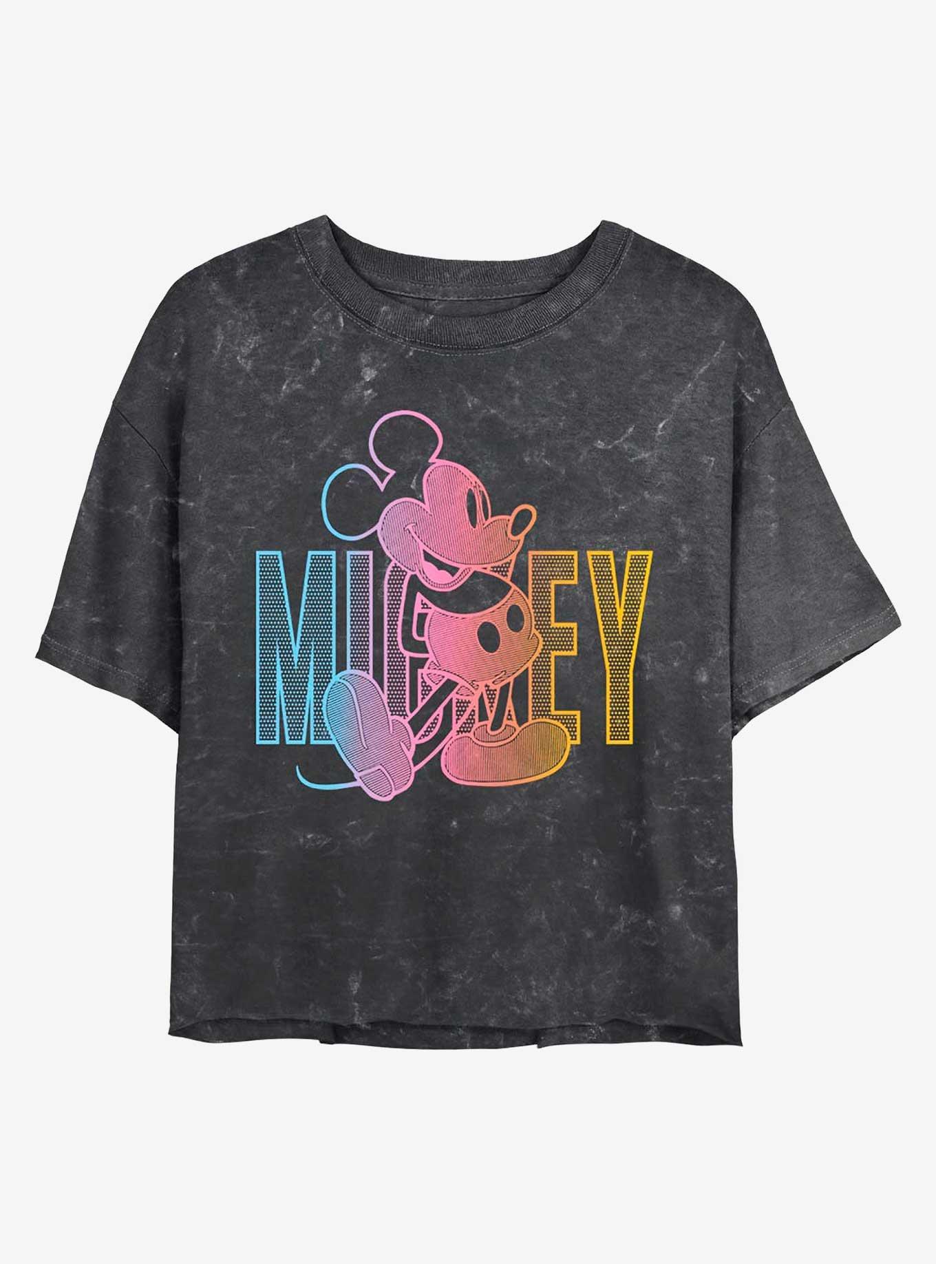 Disney Mickey Mouse Mickey Pose Mineral Wash Crop Womens T-Shirt, , hi-res