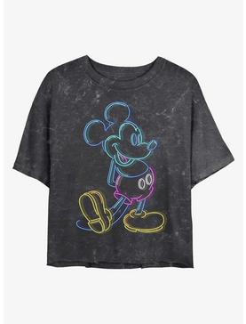 Disney Mickey Mouse Neon Mickey Mineral Wash Crop Womens T-Shirt, , hi-res