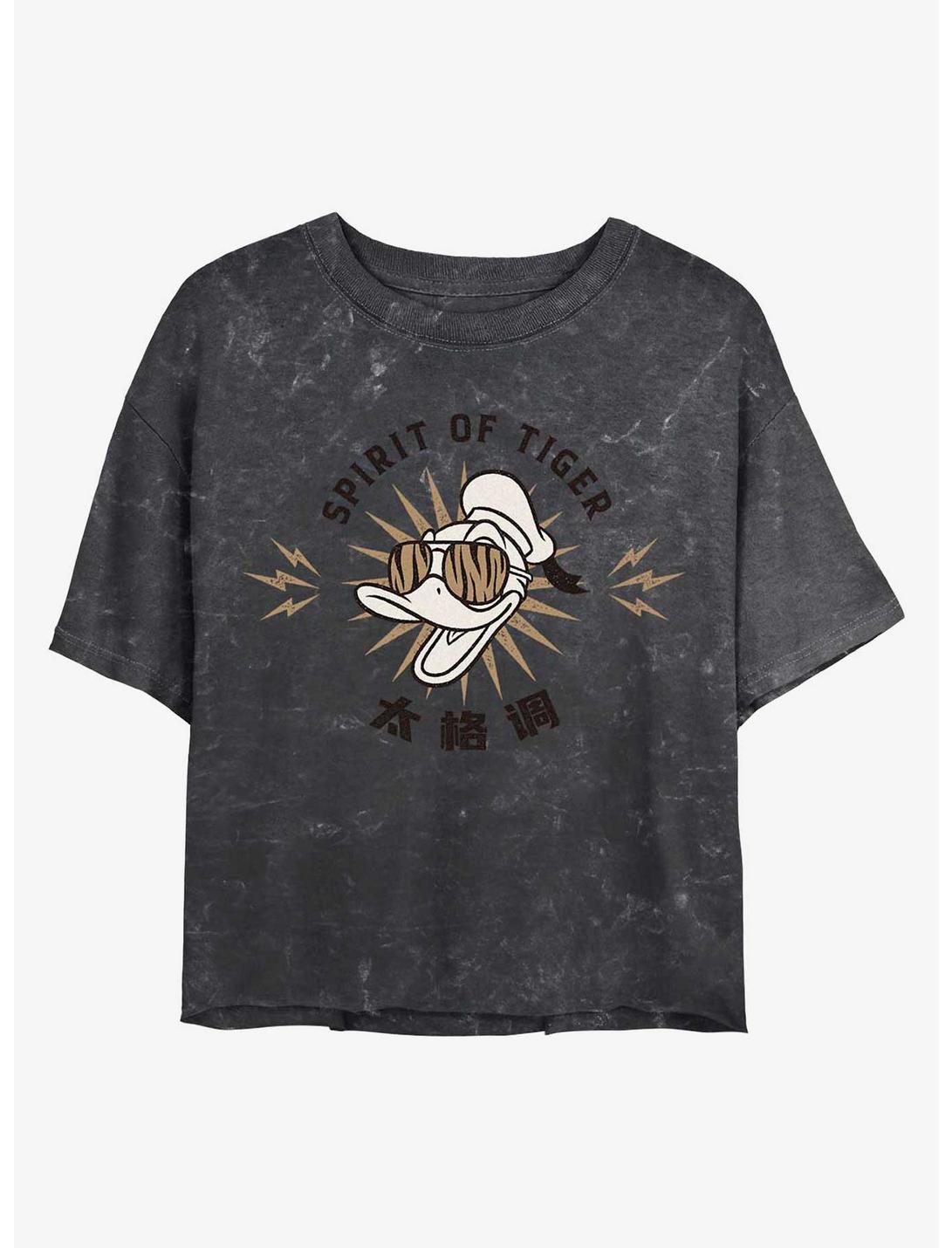 Disney Mickey Mouse Tiger Shades Mineral Wash Crop Womens T-Shirt, BLACK, hi-res