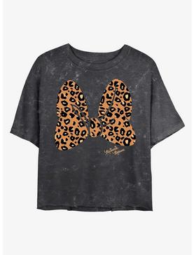 Disney Minnie Mouse Animal Print Bow Mineral Wash Crop Womens T-Shirt, , hi-res