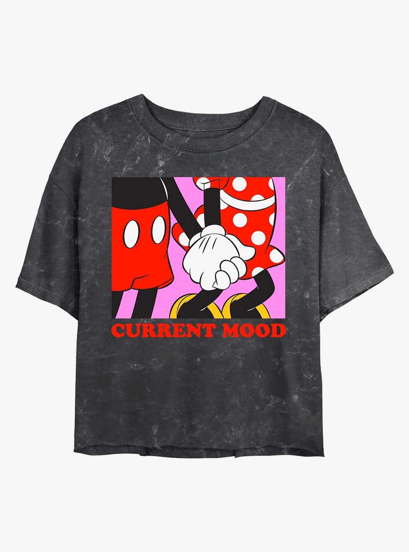 Disney Minnie Mouse Current Mood Mineral Wash Crop Womens T-Shirt, BLACK, hi-res