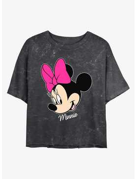 Disney Minnie Mouse Minnie Big Face Mineral Wash Crop Womens T-Shirt, , hi-res