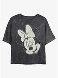 Disney Minnie Mouse Minnie Wink Mineral Wash Crop Womens T-Shirt, BLACK, hi-res