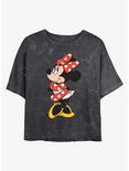 Disney Minnie Mouse Traditional Minnie Mineral Wash Crop Womens T-Shirt, BLACK, hi-res
