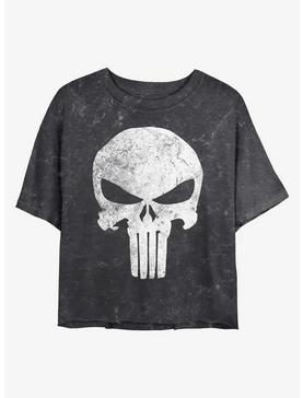 Marvel Distress Skull Mineral Wash Crop Womens T-Shirt, , hi-res