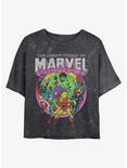 Marvel Group Mineral Wash Crop Womens T-Shirt, BLACK, hi-res
