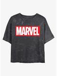 Marvel Logo Mineral Wash Crop Womens T-Shirt, BLACK, hi-res