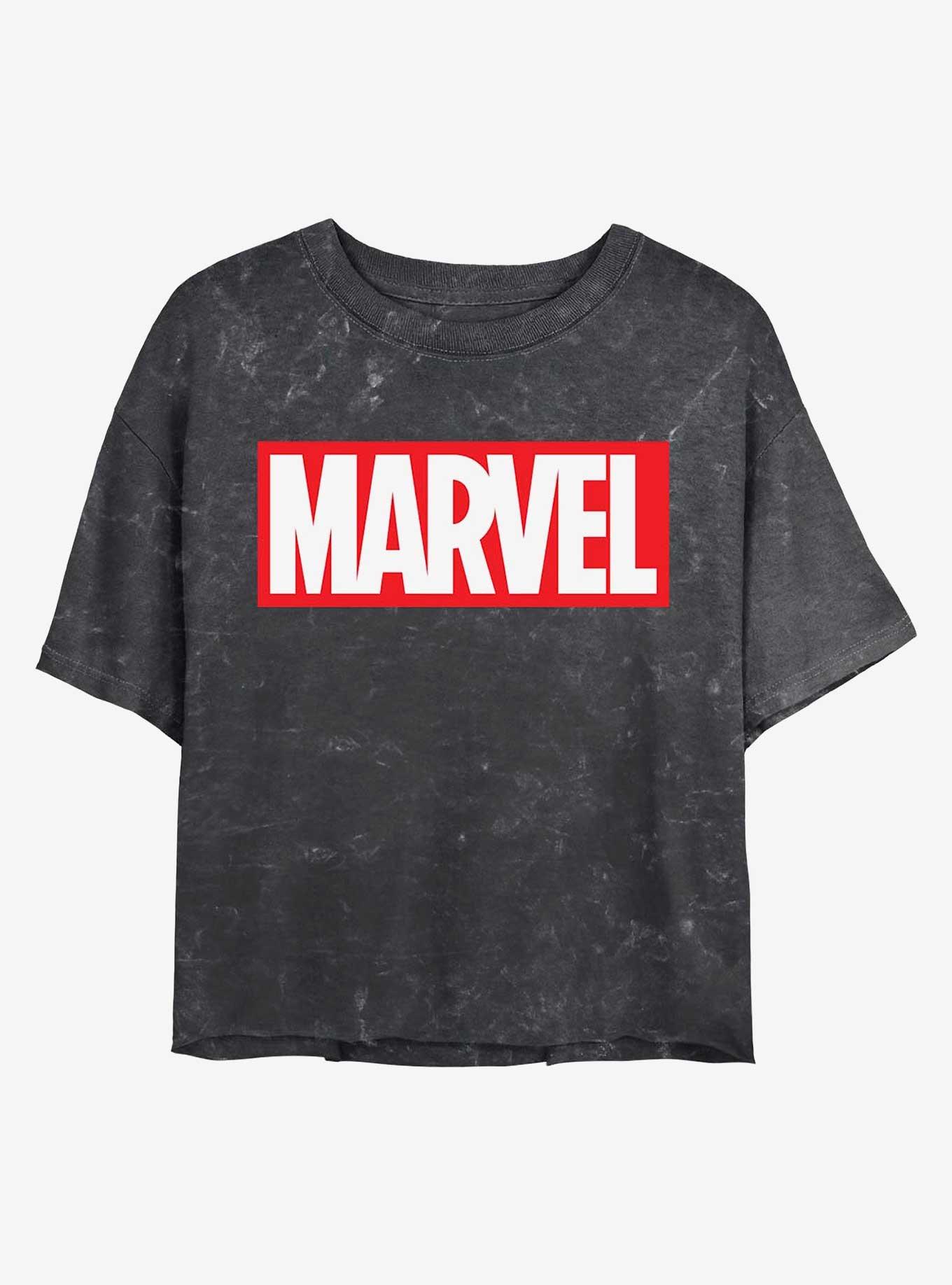 Marvel Logo Mineral Wash Crop Womens T-Shirt, , hi-res