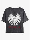 Marvel S.H.I.E.L.D Logo Mineral Wash Crop Womens T-Shirt, BLACK, hi-res