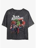 Marvel Team Awesome Mineral Wash Crop Womens T-Shirt, BLACK, hi-res