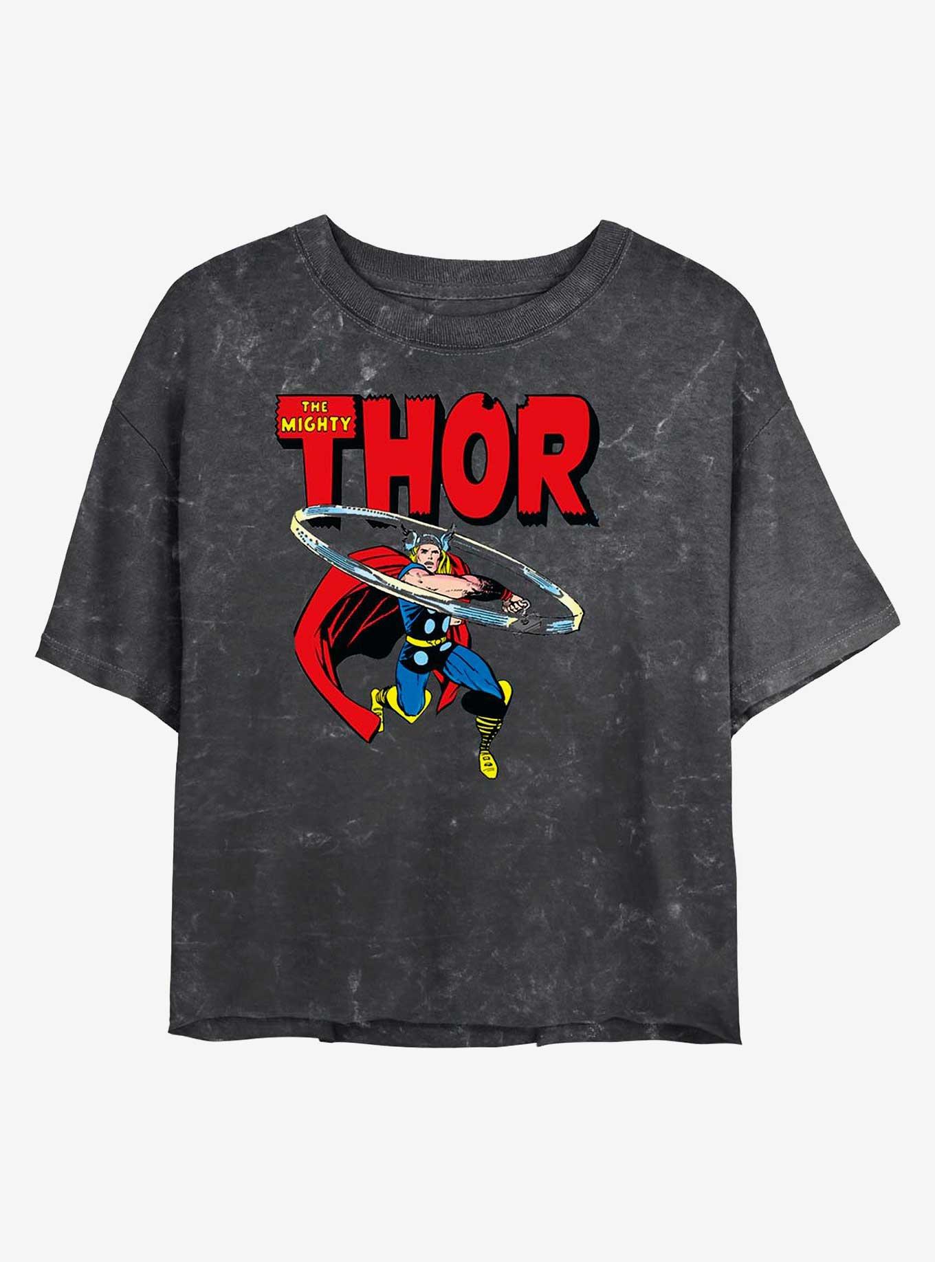 Marvel Thor Throw Mineral Wash Crop Womens T-Shirt, , hi-res