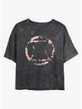 Marvel Widow Rose Mineral Wash Crop Womens T-Shirt, BLACK, hi-res