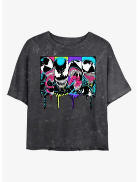 Plus Size Marvel Venom Neon Venom Mineral Wash Crop Womens T-Shirt, , hi-res