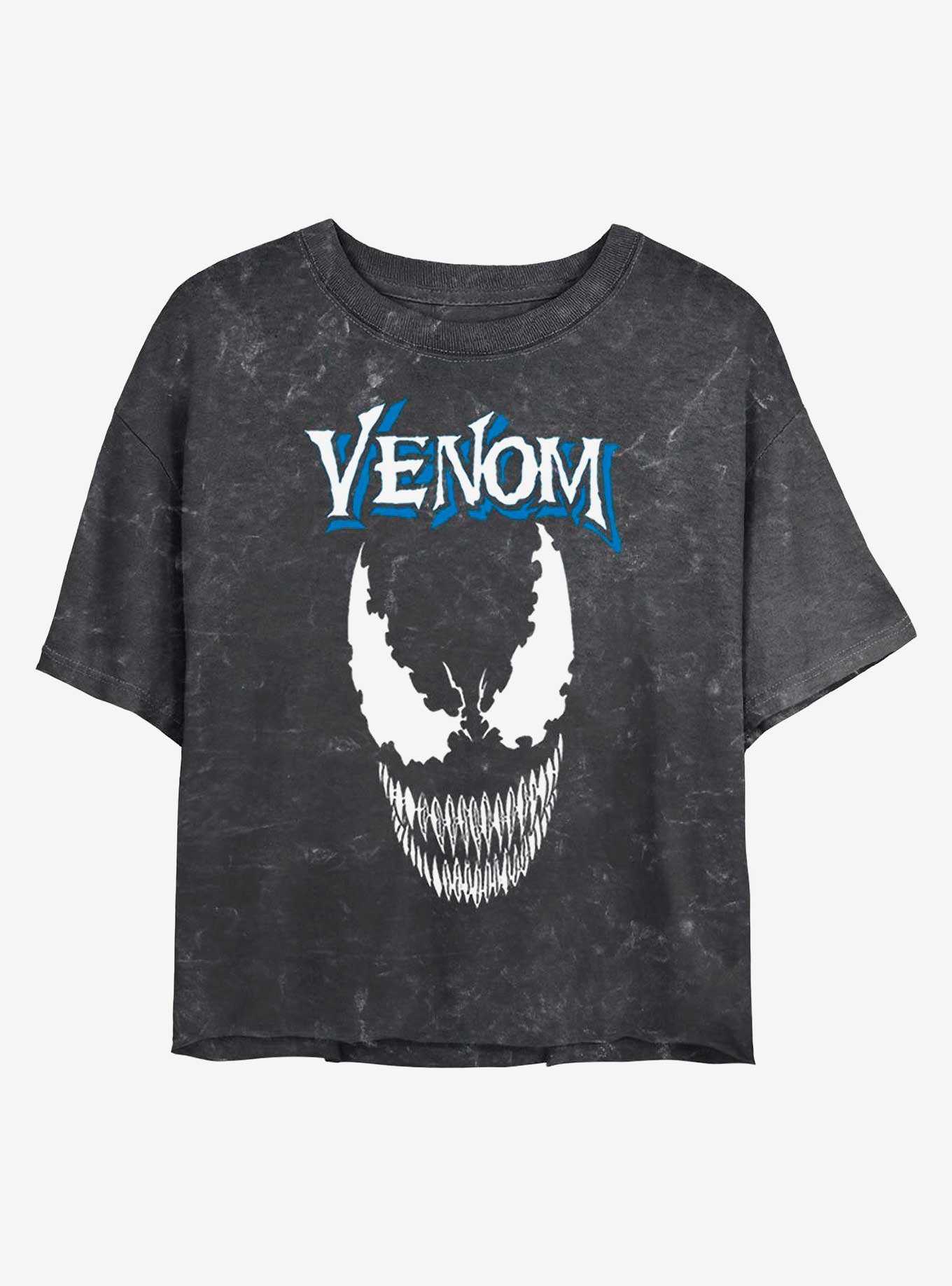 Marvel Venom Face Mineral Wash Crop Womens T-Shirt, , hi-res