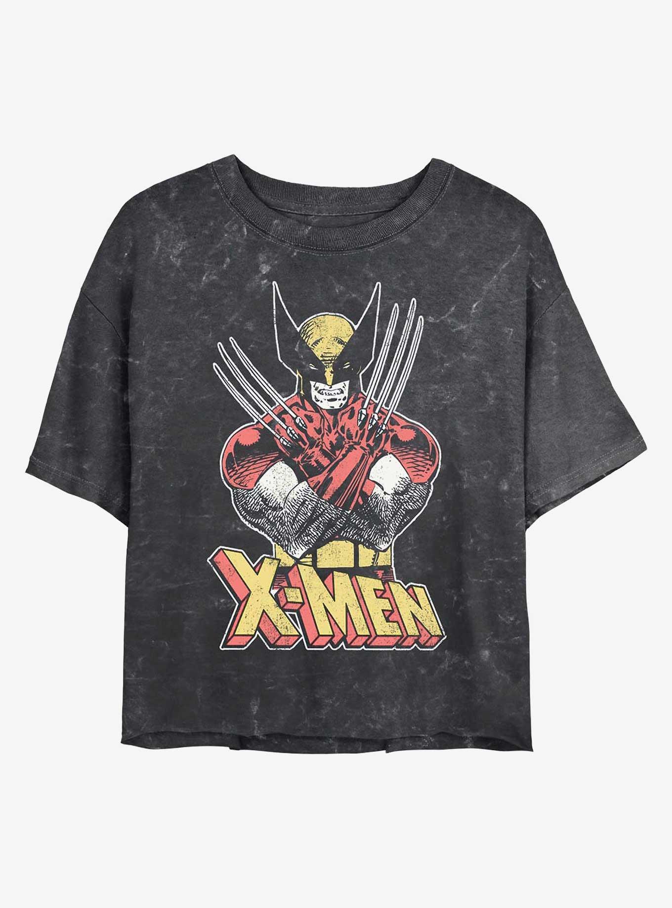 Marvel X-Men Vintage Wolverine Mineral Wash Crop Womens T-Shirt, , hi-res