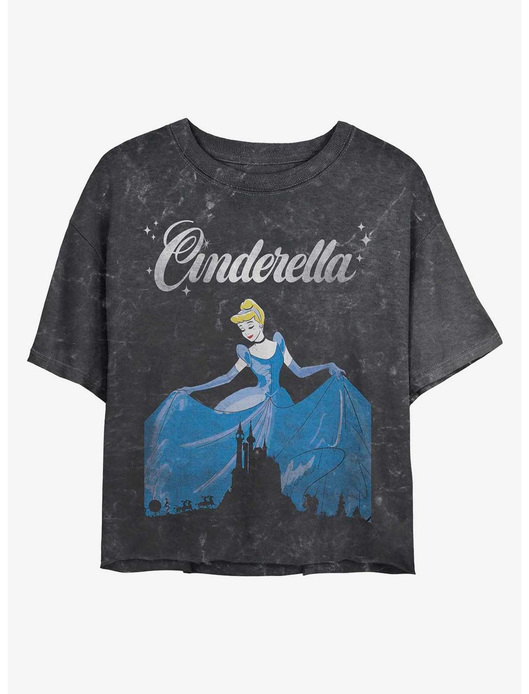 Disney Cinderella Dancing Cinderella Mineral Wash Crop Womens T-Shirt, BLACK, hi-res