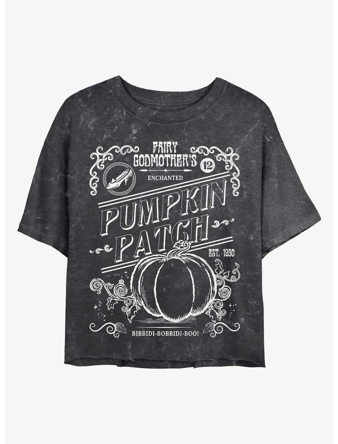 Disney Cinderella Fairy Godmother's Pumpkin Patch Mineral Wash Crop Womens T-Shirt, BLACK, hi-res