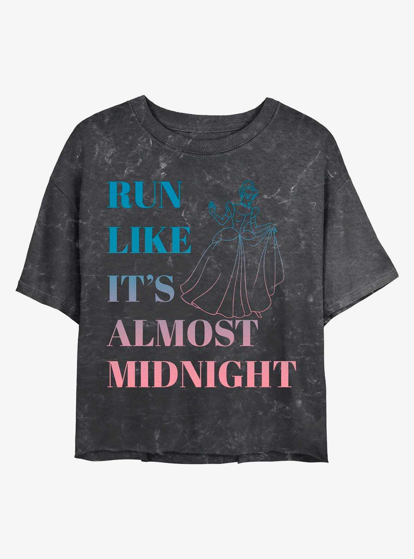 Disney Cinderella Run Like It's Almost Midnight Mineral Wash Crop Womens T-Shirt, , hi-res