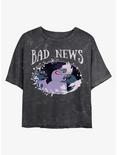 Disney Princesses Ursula Bad News Mineral Wash Crop Womens T-Shirt, BLACK, hi-res