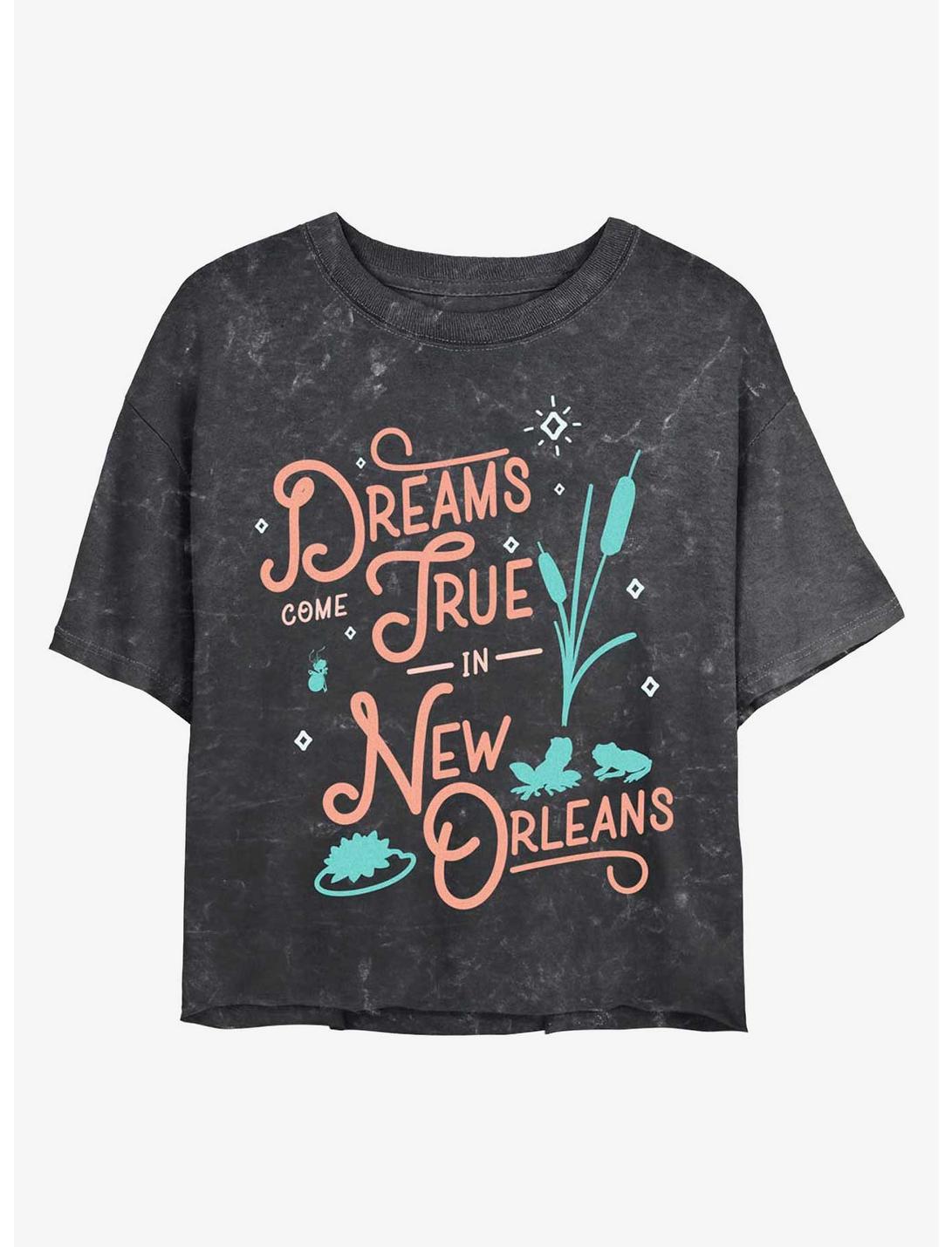 Disney Princesses Dreams Come True In New Orleans Mineral Wash Crop Womens T-Shirt, BLACK, hi-res