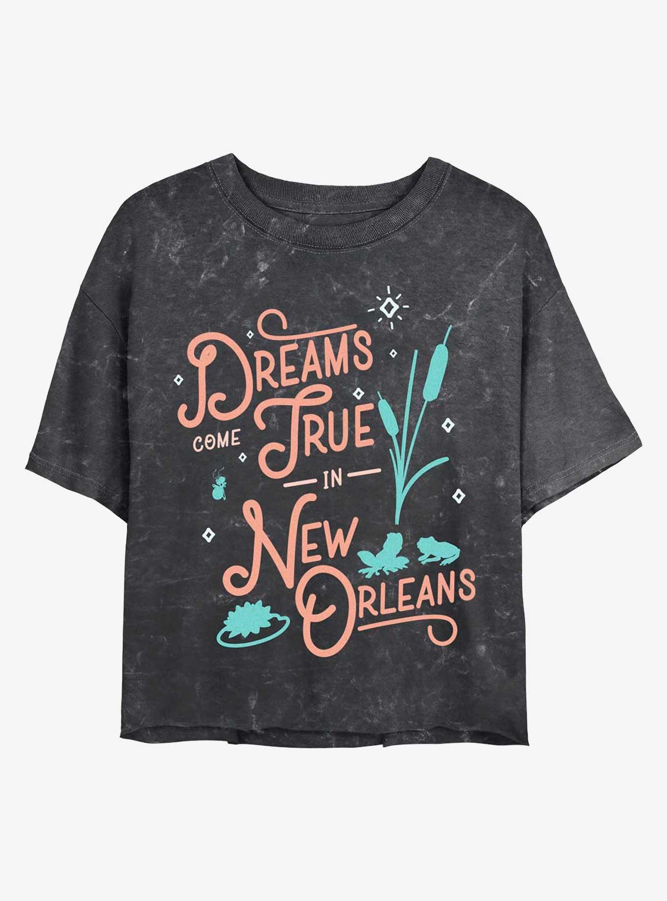 Disney Princesses Dreams Come True In New Orleans Mineral Wash Crop Womens T-Shirt, BLACK, hi-res