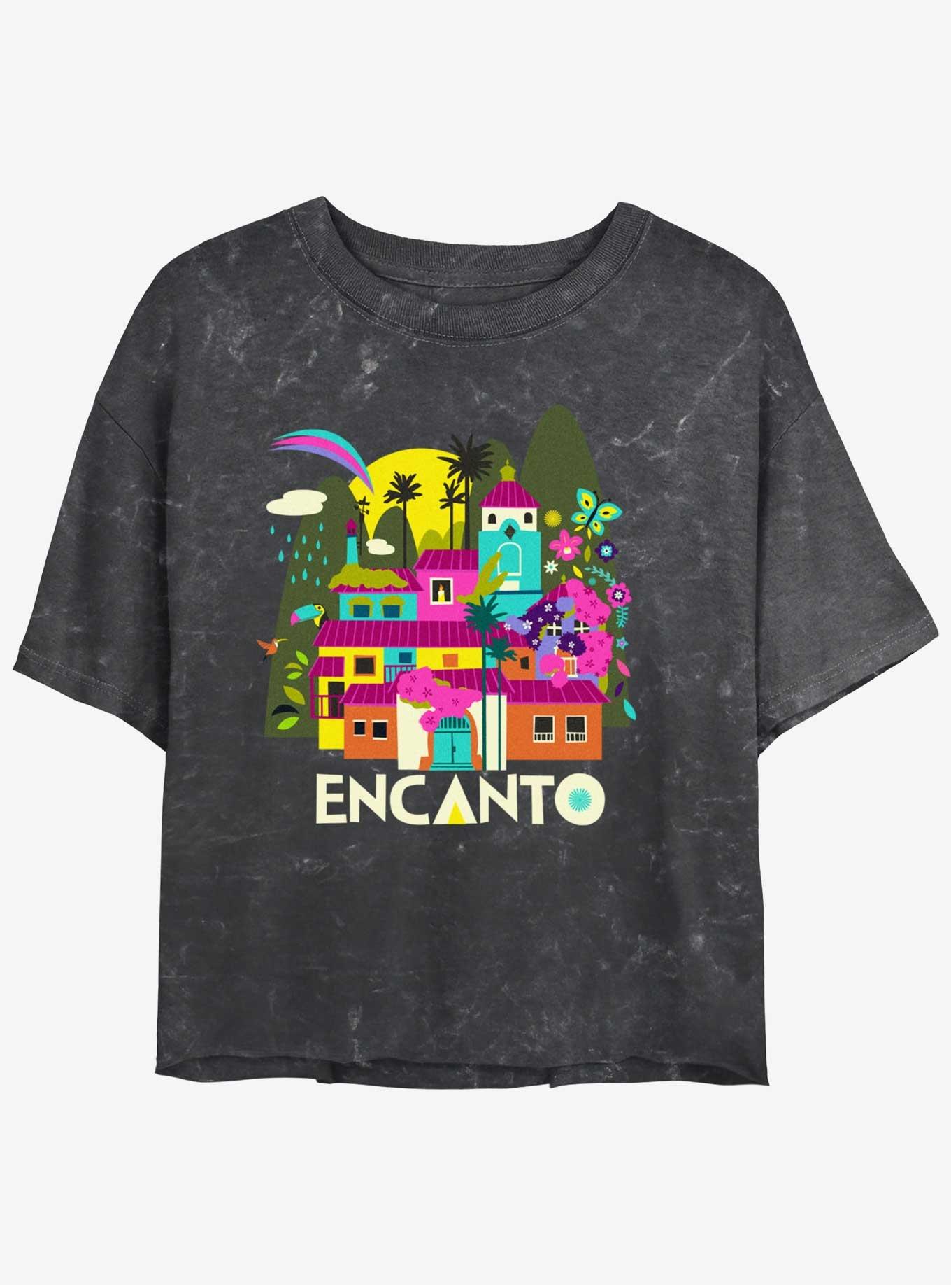 Disney Encanto Encanto Gold Mineral Wash Womens Crop T-Shirt, BLACK, hi-res