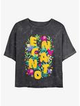Disney Encanto Flower Arrangement Mineral Wash Womens Crop T-Shirt, BLKCHAR, hi-res